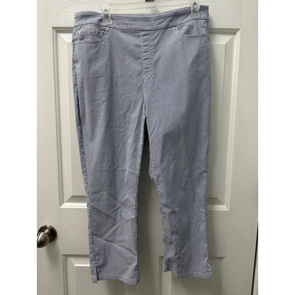 Mario Serrani Italy Blue‎ White Striped Pull On Pants Womens Large 1764407